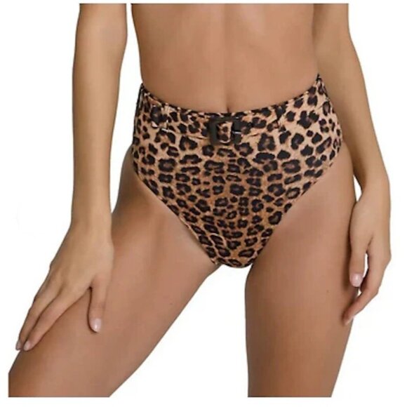 NWT Good American sz S 1 Leopard Belted Swim Bikini Bottom 123498 - Picture 1 of 5